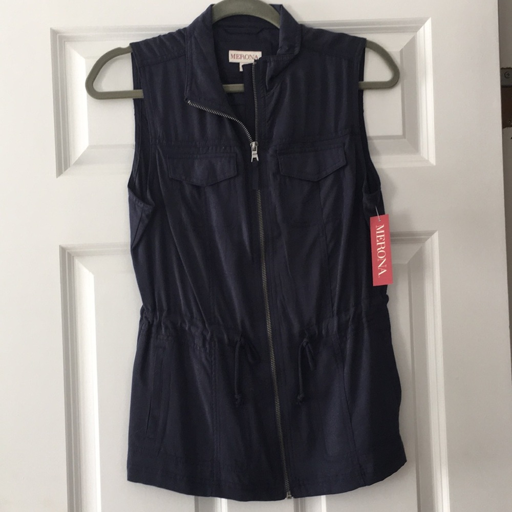 Navy thin shirt vest